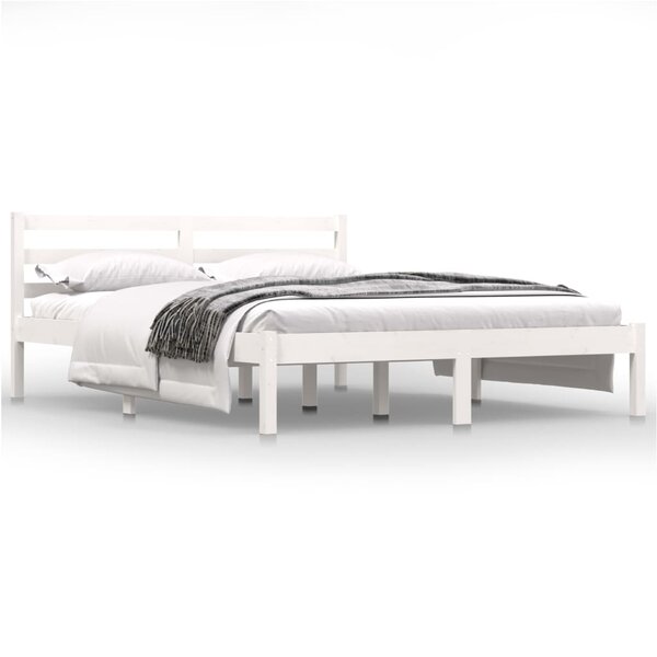 vidaXL Cadre de lit Bois massif de pin 140x190 cm Blanc