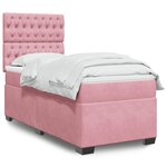 vidaXL Sommier à lattes de lit avec matelas Rose 90x200 cm Velours