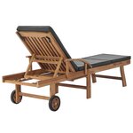 vidaXL Chaises longues et coussins 2Pièces Bois de teck solide Gris foncé