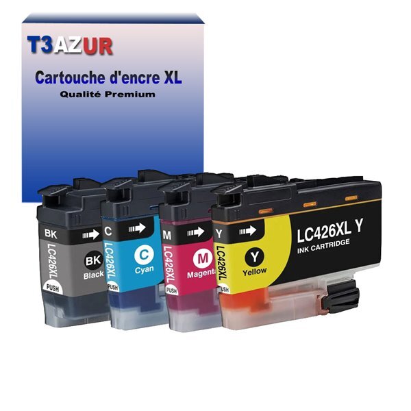 T3AZUR- 4x Cartouche compatible avec Brother LC426 XL pour Brother MFC-J4540DW XL  MFC-J4540DWT