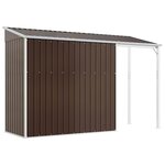 vidaXL Abri de jardin avec toit prolongé marron 277x107x181 cm acier