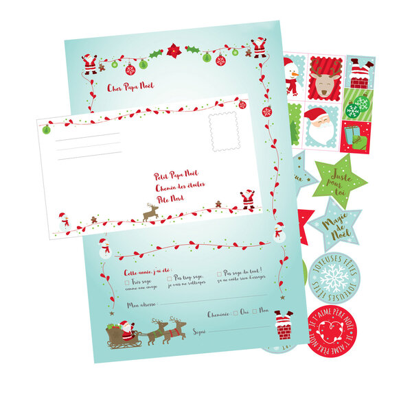 Set de papier à lettre pour le Père Noël 6 pièces