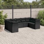 vidaXL Salon de jardin 9 Pièces avec coussins noir résine tressée