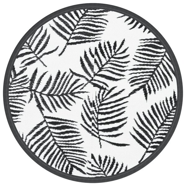 vidaXL Tapis d'extérieur blanc et noir Ø160 cm PP
