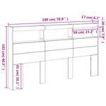 vidaXL Armoire tête de lit avec LED gris béton 180x17x102 cm