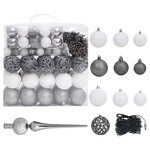 vidaXL Arbre de Noël artificiel pré-éclairé et boules rose 210 cm PVC