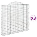 vidaXL Paniers à gabions arqués 3 Pièces 200x30x180/200 cm Fer galvanisé