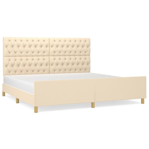 vidaXL Cadre de lit avec tête de lit Crème 200 x 200 cm Tissu
