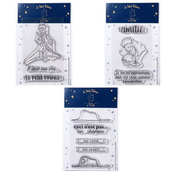 11 Tampons transparents Le Petit Prince Messages + Renard + Boa Eléphant