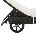 vidaXL Chaise longue avec roues et coussin Résine tressée Marron