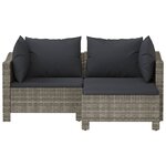 vidaXL Salon de jardin 3 Pièces avec coussins Gris Résine tressée