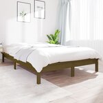 vidaXL Cadre de lit Marron miel 135x190 cm Bois de pin massif Double
