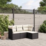 vidaXL Salon de jardin 4 Pièces avec coussins noir résine tressée