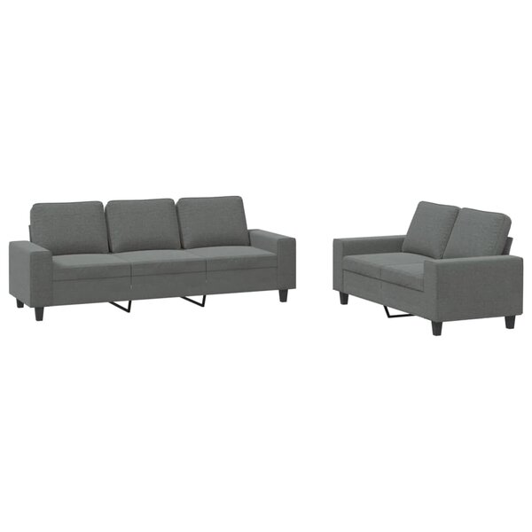 vidaXL Ensemble de canapés 2 Pièces gris foncé tissu