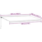 vidaXL Auvent rétractable anthracite et blanc 5x3 m tissu et aluminium