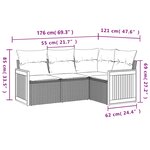 vidaXL Salon de jardin avec coussins 4 Pièces beige résine tressée