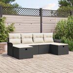 vidaXL Ensemble de Canapé de Jardin 6 Pièces avec Coussins Noir Rotin Poly