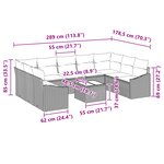 vidaXL Canapé de jardin 10 pièces avec coussins Beige Rotin Synthétique
