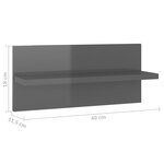 vidaXL Étagères murales 2 Pièces Gris brillant 40x11 5x18 cm