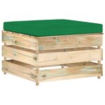 vidaXL Pouf sectionnel avec coussin Bois imprégné de vert