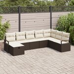 Ensemble de canapés de jardin vidaXL 8 pièces avec coussins marron en rotin synthétique