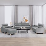 vidaXL Ensemble de canapés 4 Pièces avec coussins Gris clair Tissu