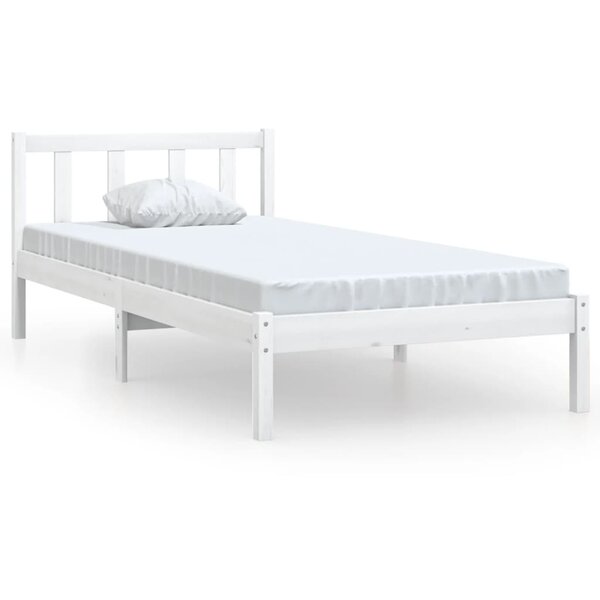 vidaXL Cadre de lit Blanc Bois de pin massif 90x190 cm Simple
