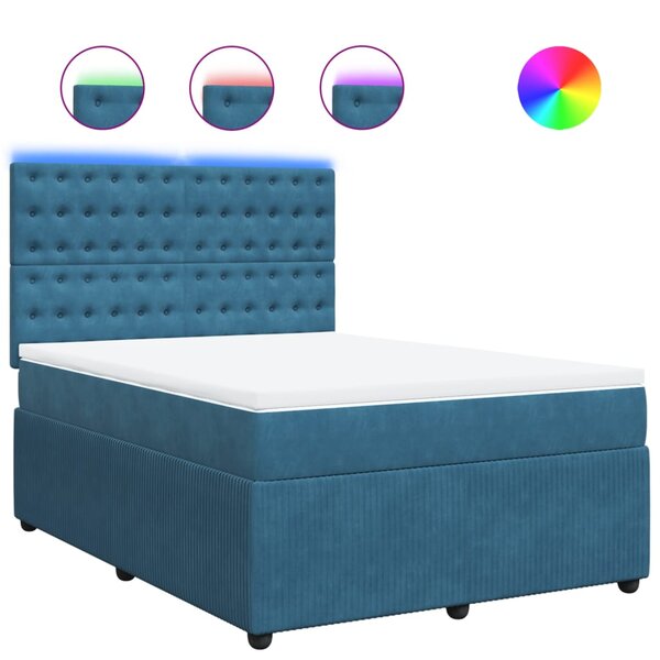vidaXL Sommier à lattes de lit et matelas bleu 160x200 cm velours