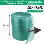 Lot de 6  rouleaux de film bulle d'air recycle largeur 50 cm x longueur 50 mètres - gamme air'roll green de la marque enveloppebulle