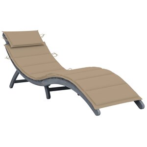 vidaXL Chaise longue avec coussin Gris Bois d'acacia solide