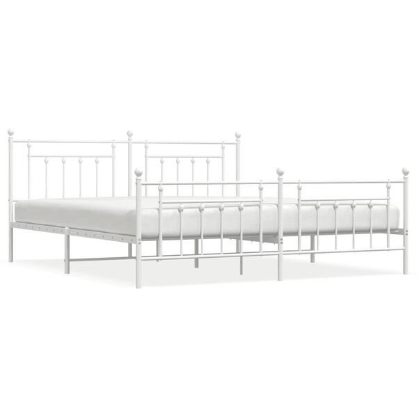 vidaXL Cadre de lit métal avec tête de lit/pied de lit blanc 200x200cm