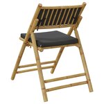 vidaXL Chaises de bistro pliantes lot de 4 coussins gris foncé bambou