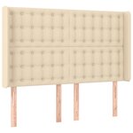 vidaXL Sommier à lattes de lit matelas et LED Crème 140x190 cm Tissu