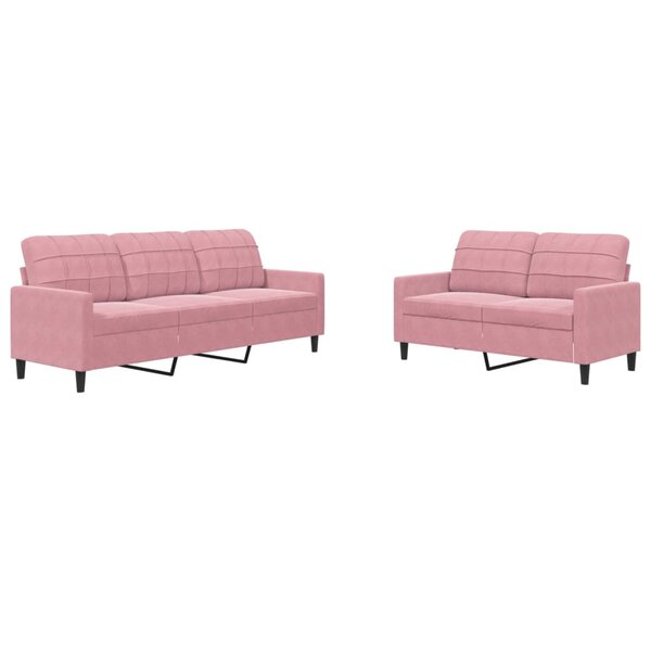 vidaXL Ensemble de canapés 2 Pièces avec coussins Rose Velours