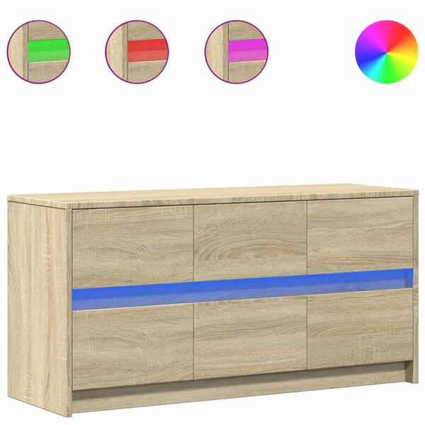 vidaXL Meuble TV avec LED chêne sonoma 100x34x50 cm bois d'ingénierie