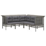 vidaXL Salon de jardin 5 Pièces avec coussins Gris Résine tressée