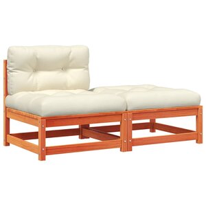 vidaXL Canapé de jardin sans accoudoirs avec coussins et repose-pieds