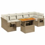 vidaXL Salon de jardin avec coussins 8 Pièces beige résine tressée