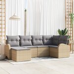vidaXL Ensemble de canapés de jardin 6 pièces avec coussins en poly rotin beige