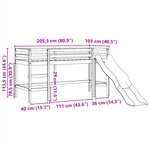 vidaXL Lit mezzanine enfants et tour blanc/noir 90x200 cm pin massif