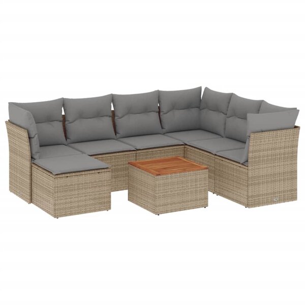 vidaXL Salon de jardin avec coussins 8 Pièces beige résine tressée