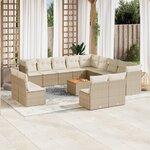 vidaXL Salon de jardin avec coussins 14 Pièces beige résine tressée