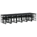 vidaXL Ensemble à manger de jardin avec coussins 17 Pièces noir textilène