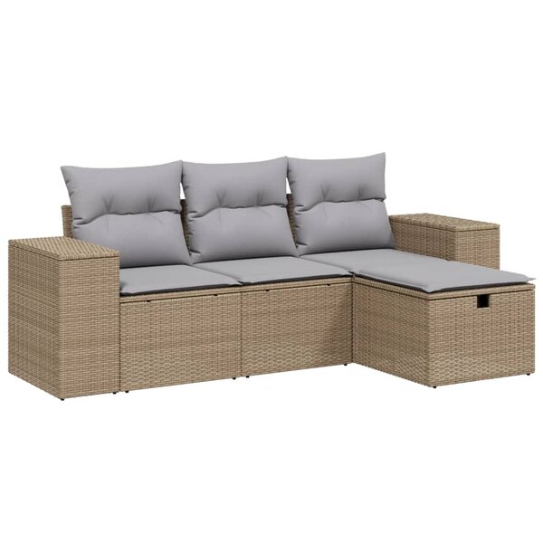 vidaXL Salon de jardin avec coussins 4Pièces mélange beige résine tressée
