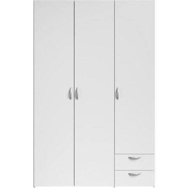 Armoire VARIA - blanc - 3 portes + 2 tiroirs - 120 x 185 x 51 cm