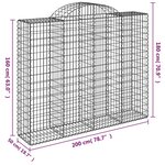 vidaXL Paniers à gabions arqués 14 Pièces 200x50x160/180 cm Fer galvanisé