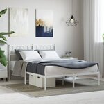 vidaXL Cadre de lit métal avec tête de lit blanc 120x200 cm