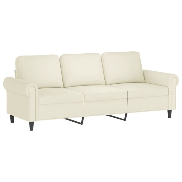 vidaXL Canapé à 3 places Crème 180 cm Velours