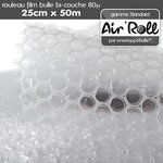 Lot de 20  rouleaux de film bulle d'air largeur 25 cm x longueur 50 mètres - gamme air'roll strandard