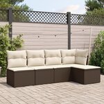 vidaXL Salon de jardin avec coussins 5 Pièces marron résine tressée